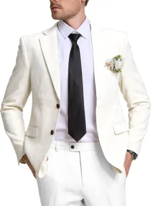 Men's Suits Linen Blazer Casual Jacket Sports Coats Regular Fit Two Buttons Summer Business Suit Jackets Wedding Prom
