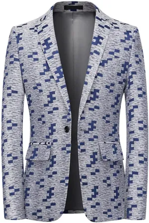 MOGU Men's Plaid Casual Suit Blazer Jackets - Slim Fit Checkered Sports Coat