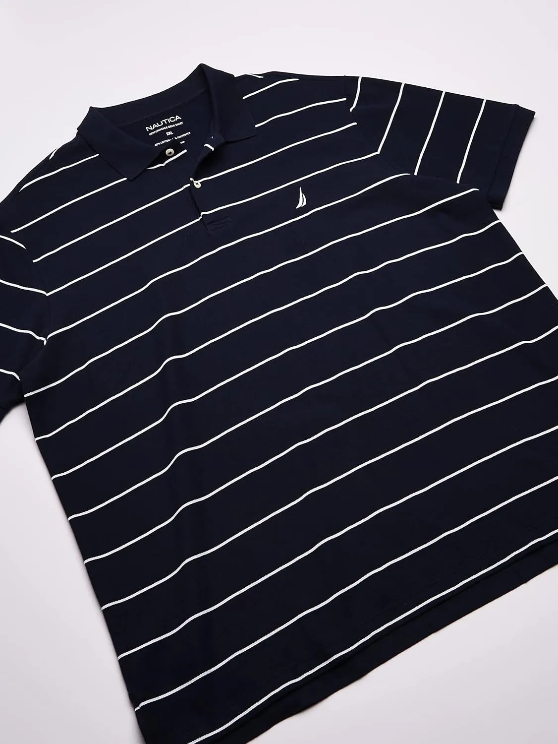 Nautica Men's Big and Tall Classic Short Sleeve Striped Polo Shirt