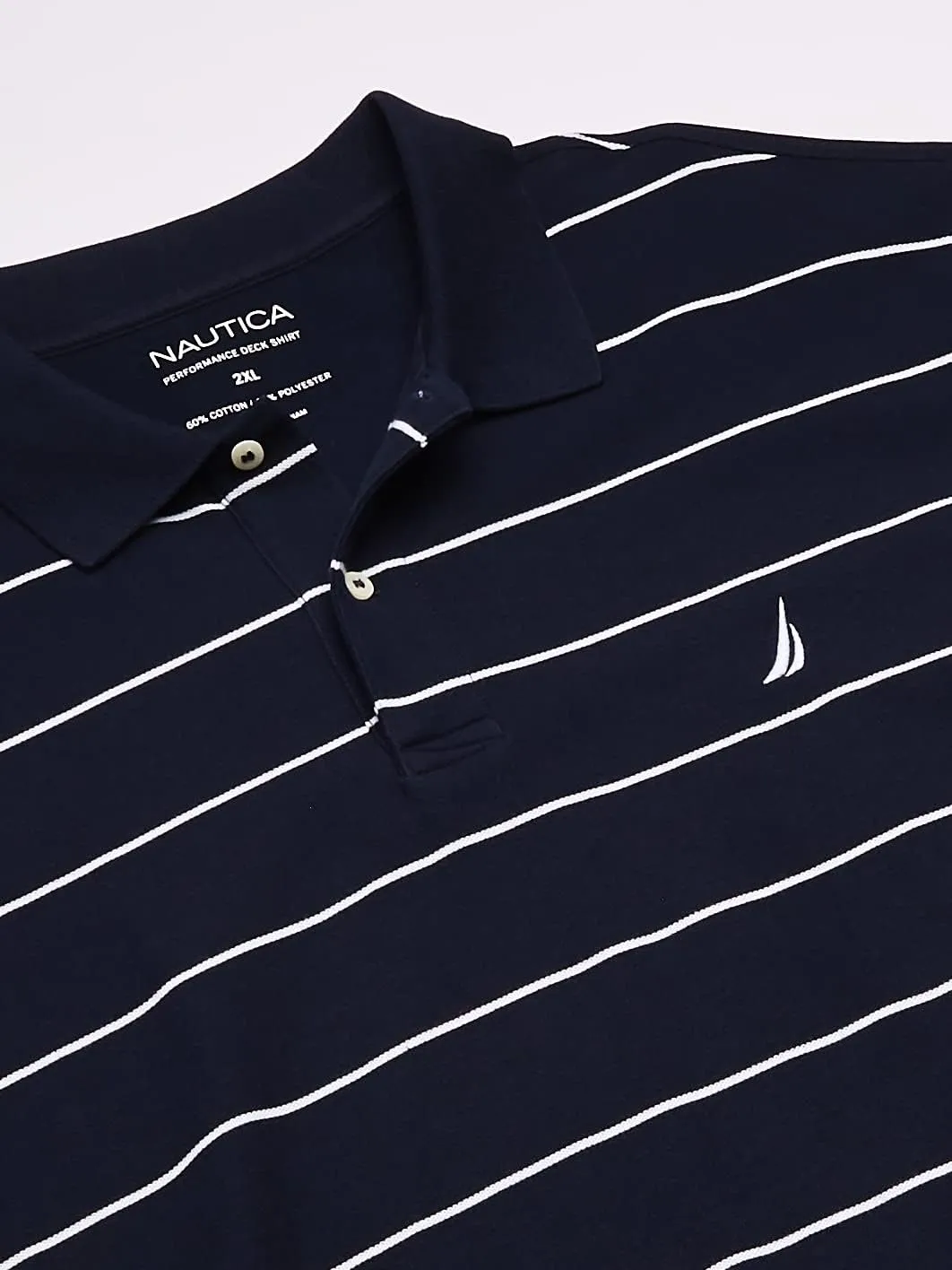 Nautica Men's Big and Tall Classic Short Sleeve Striped Polo Shirt