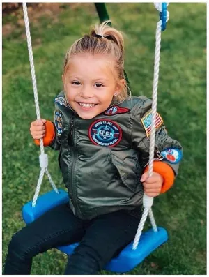 Patch Embroidered Nylon MA-1 Baby Kids Bomber Flight Jacket Winter Padded Thick Coat for Boys Girls
