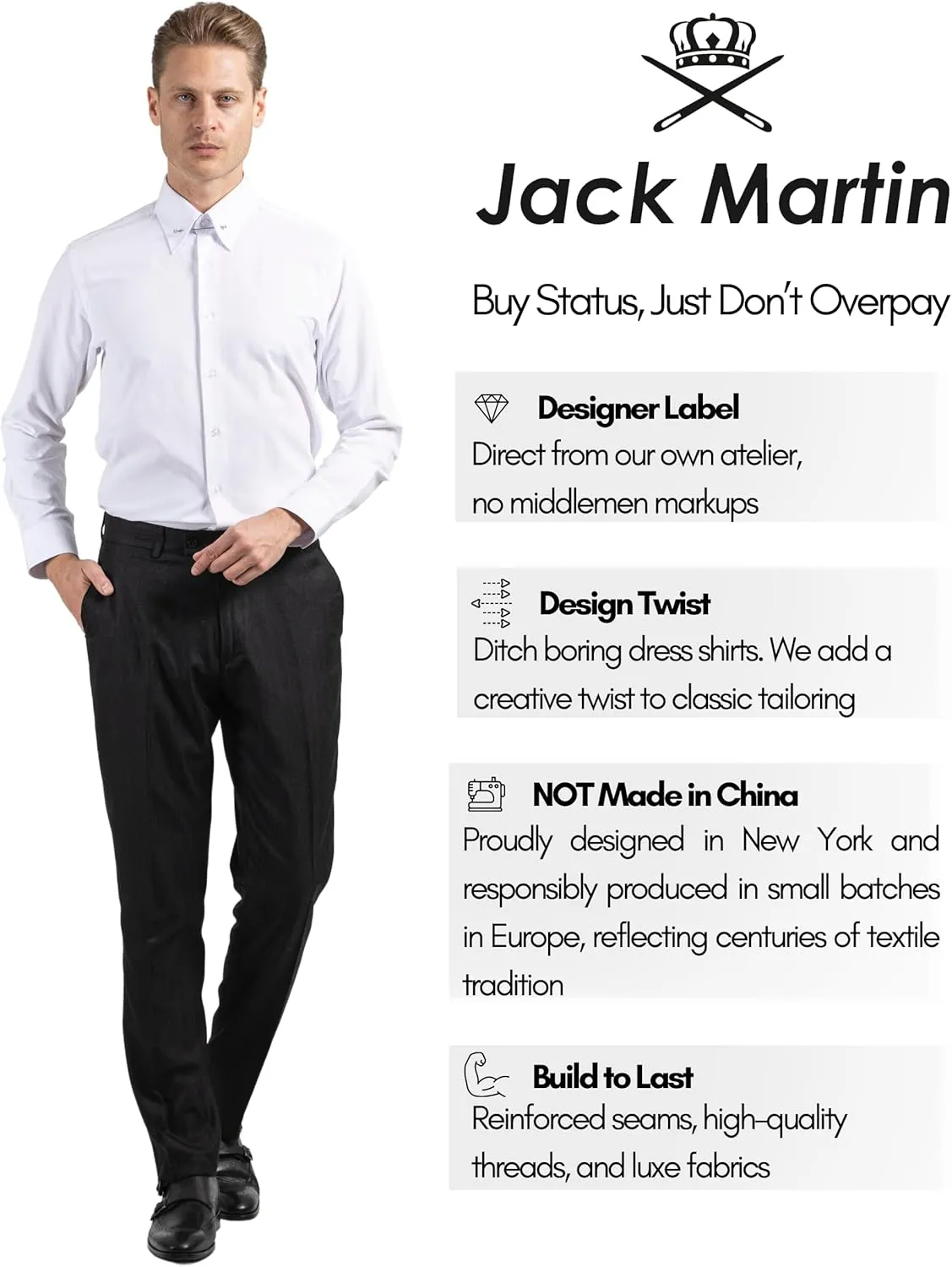 Pin Collar Long Sleeve Dress Shirts for Men | Mens Button Up Stylish Shirts