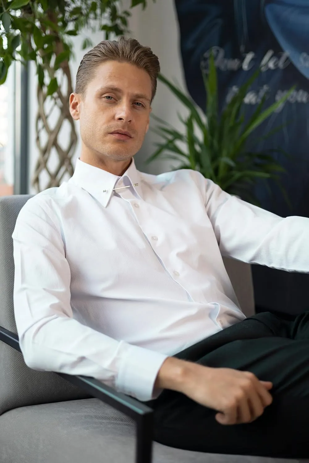 Pin Collar Long Sleeve Dress Shirts for Men | Mens Button Up Stylish Shirts