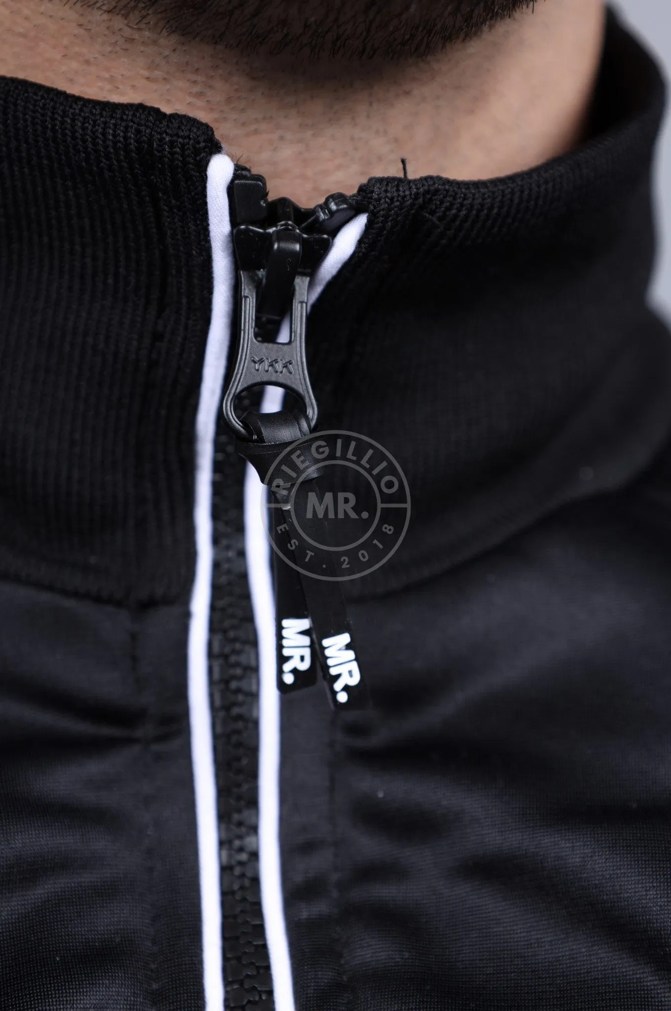 PVC 24 Tracksuit Jacket - Black with White Piping