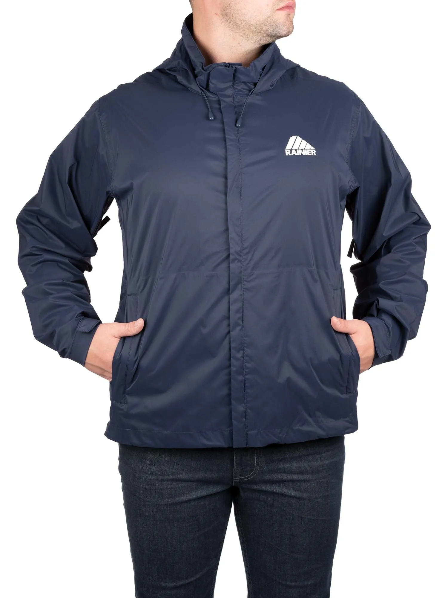 Rainier Waterproof Breathable Essential Rain Jacket in Navy, Size L