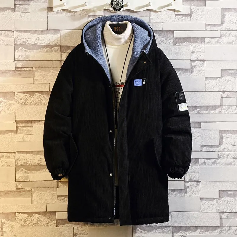 Riolio mens jackets Cotton-Padded Coat Men's Coat Winter plus Size Loose Trendy Mid-Length Fat Cotton-Padded Jacket Tooling Hong Kong Style Cotton-Padded Coat