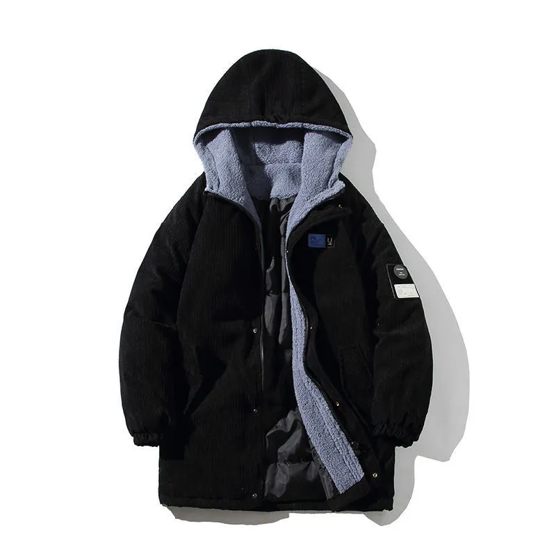 Riolio mens jackets Cotton-Padded Coat Men's Coat Winter plus Size Loose Trendy Mid-Length Fat Cotton-Padded Jacket Tooling Hong Kong Style Cotton-Padded Coat