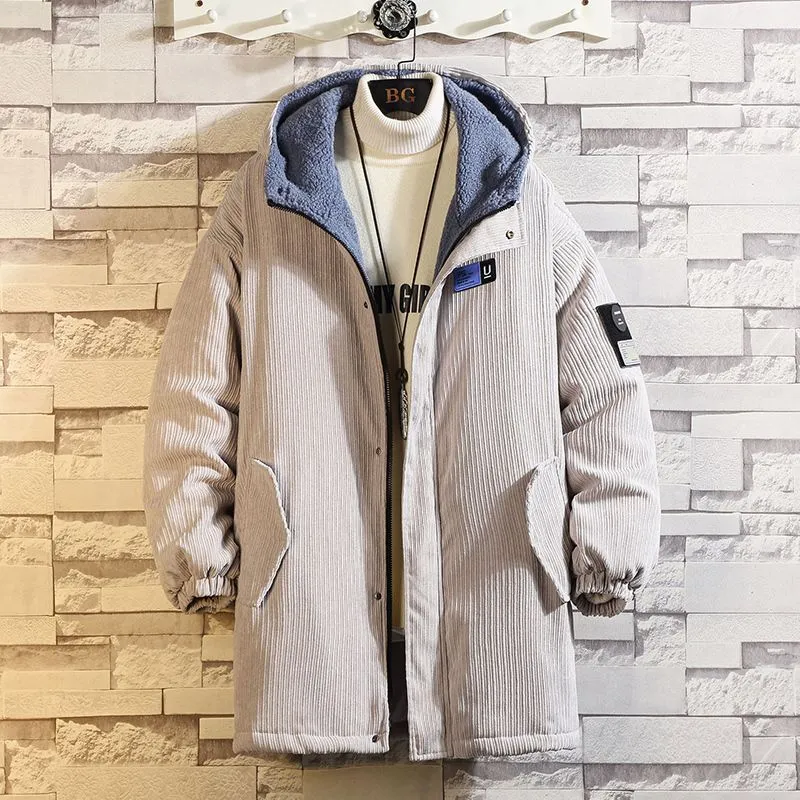 Riolio mens jackets Cotton-Padded Coat Men's Coat Winter plus Size Loose Trendy Mid-Length Fat Cotton-Padded Jacket Tooling Hong Kong Style Cotton-Padded Coat