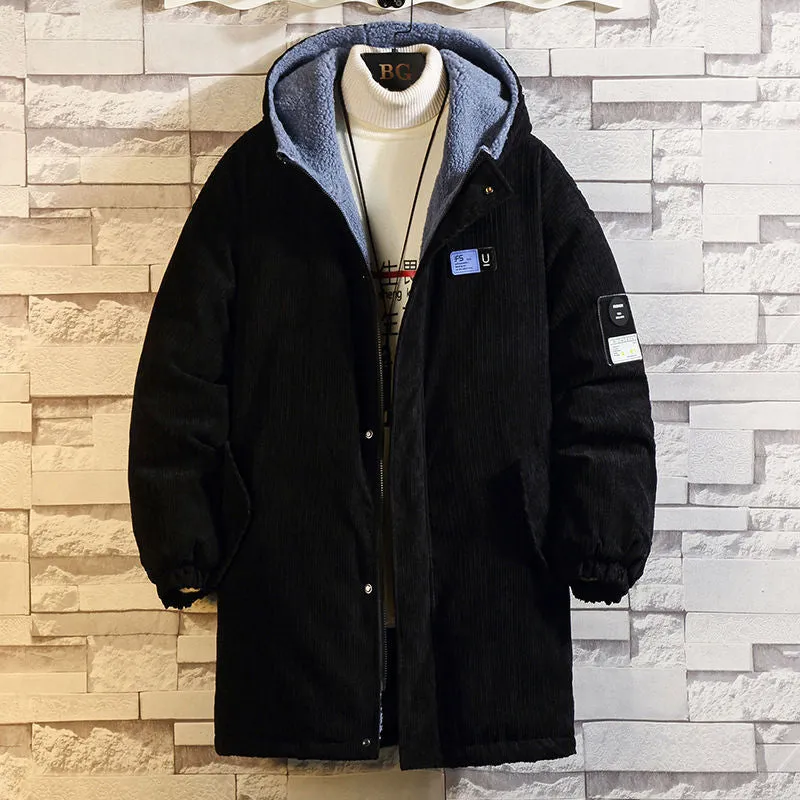 Riolio mens jackets Cotton-Padded Coat Men's Coat Winter plus Size Loose Trendy Mid-Length Fat Cotton-Padded Jacket Tooling Hong Kong Style Cotton-Padded Coat