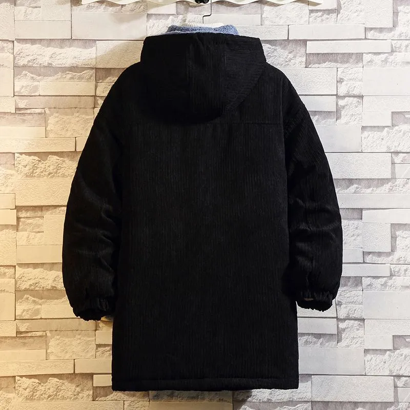 Riolio mens jackets Cotton-Padded Coat Men's Coat Winter plus Size Loose Trendy Mid-Length Fat Cotton-Padded Jacket Tooling Hong Kong Style Cotton-Padded Coat