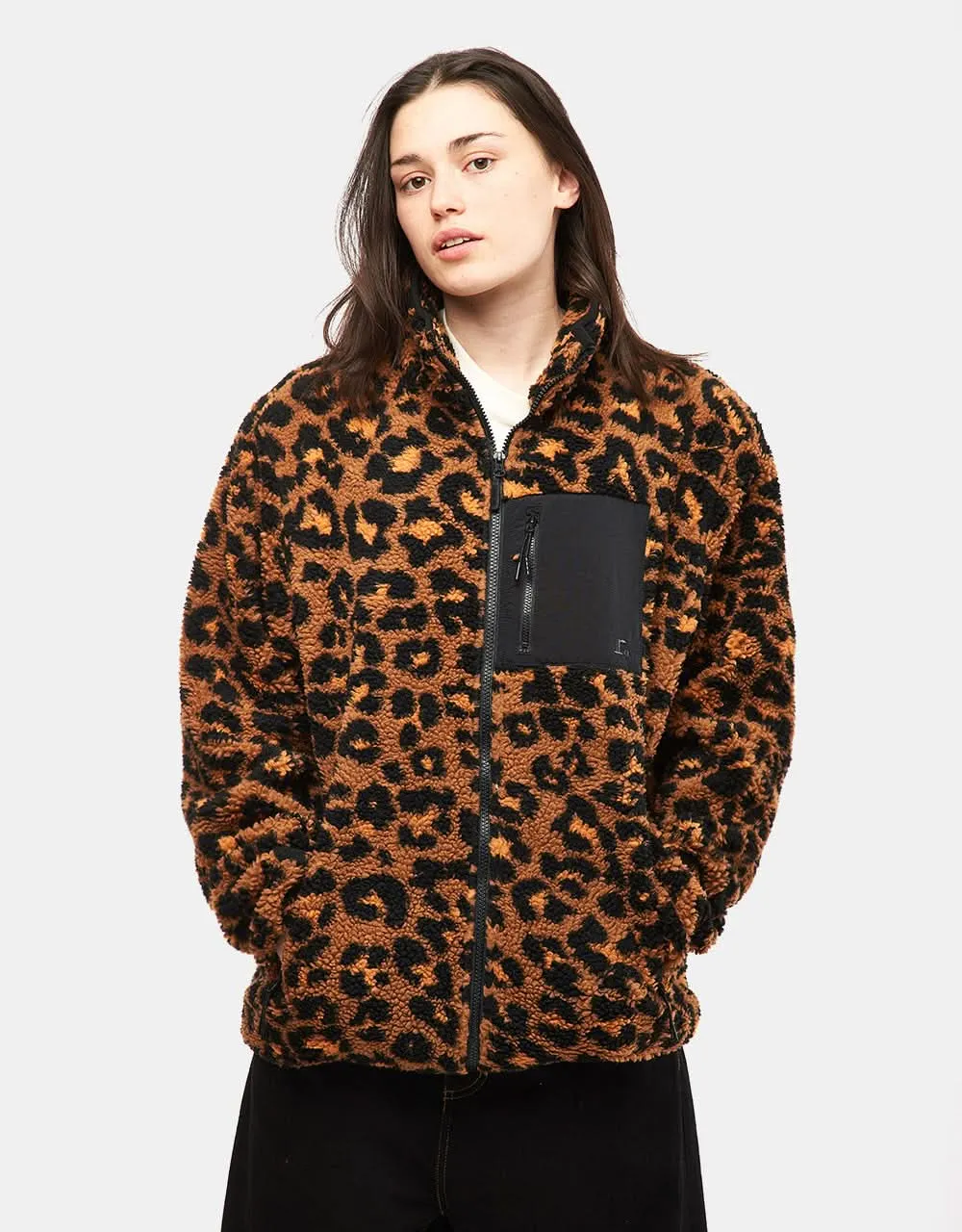 Route One Sharwa Pocket Fleece - Leopard