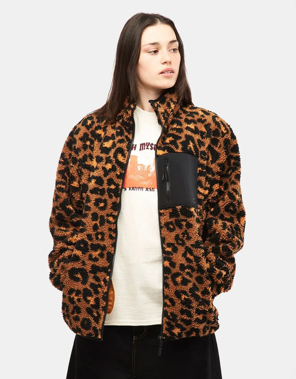 Route One Sharwa Pocket Fleece - Leopard