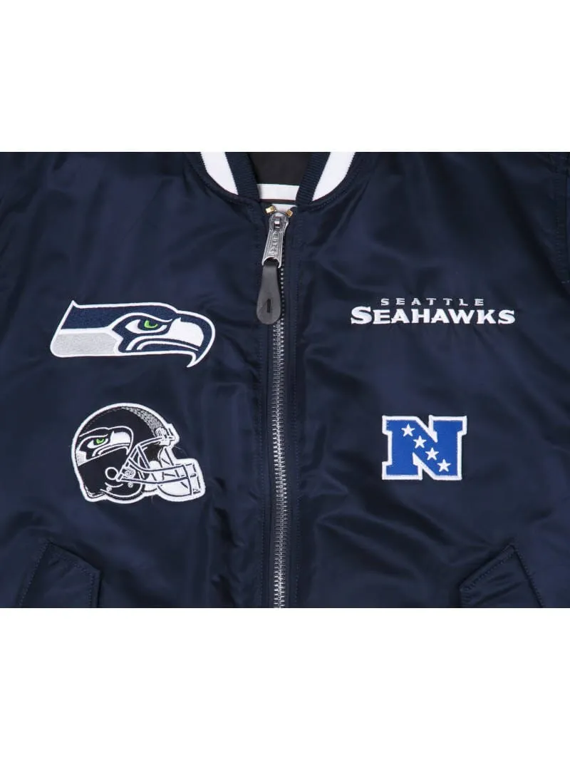 SEATTLE SEAHAWKS X ALPHA X NEW ERA MA-1 BOMBER JACKET