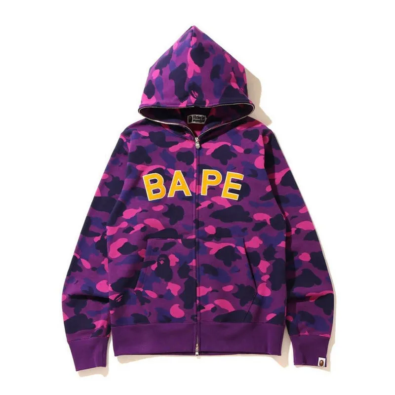 Shark Print Hoodie Men'S Sports Camouflage Embroidered Letter Hooded Sweater Coat