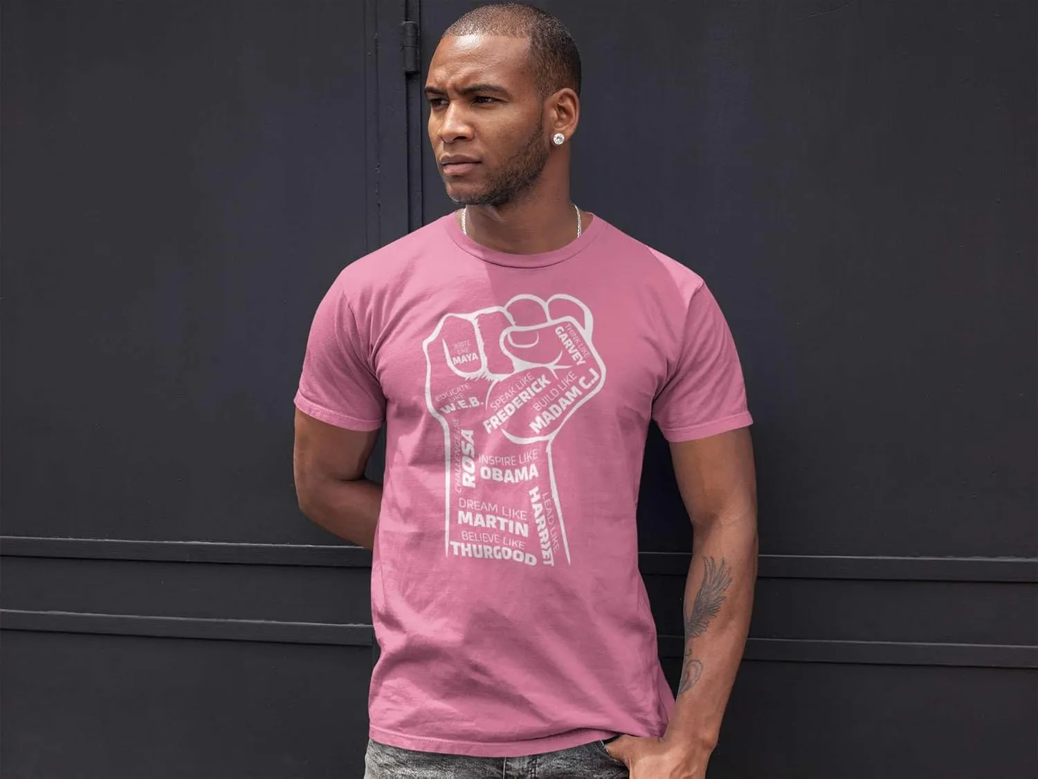 Shop4Ever Inspiring Black Leaders Fist T-Shirt - Women's Red Medium
