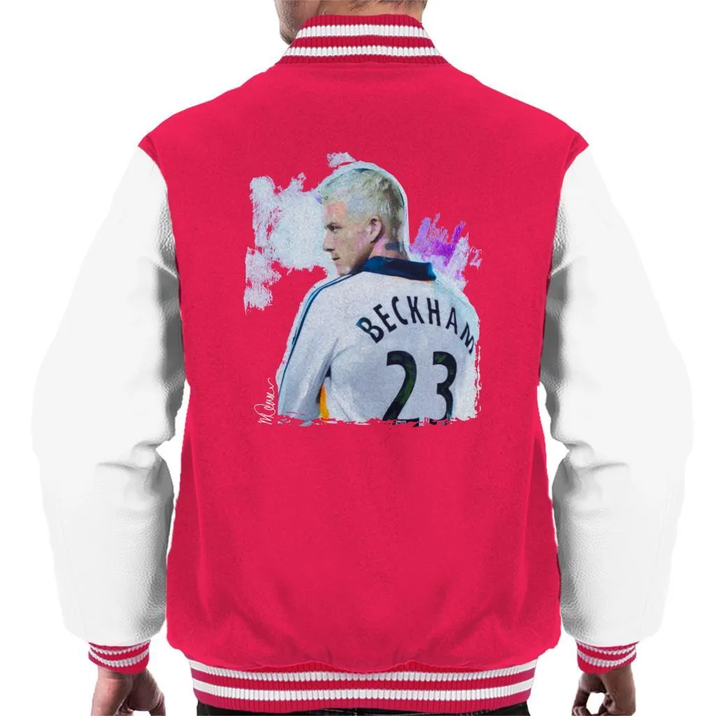 Sidney Maurer Original Portrait Of David Beckham Real Madrid Kit Men's Varsity Jacket