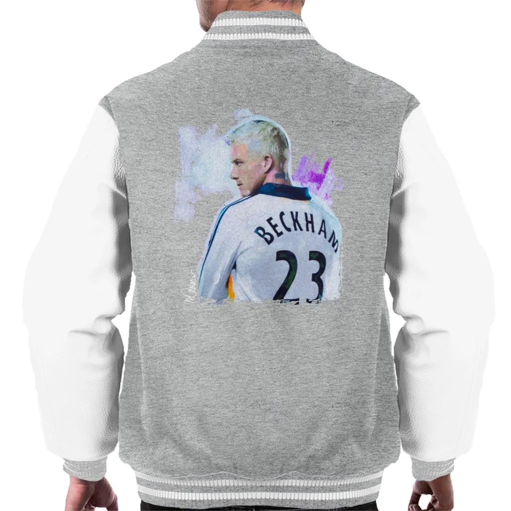 Sidney Maurer Original Portrait Of David Beckham Real Madrid Kit Men's Varsity Jacket