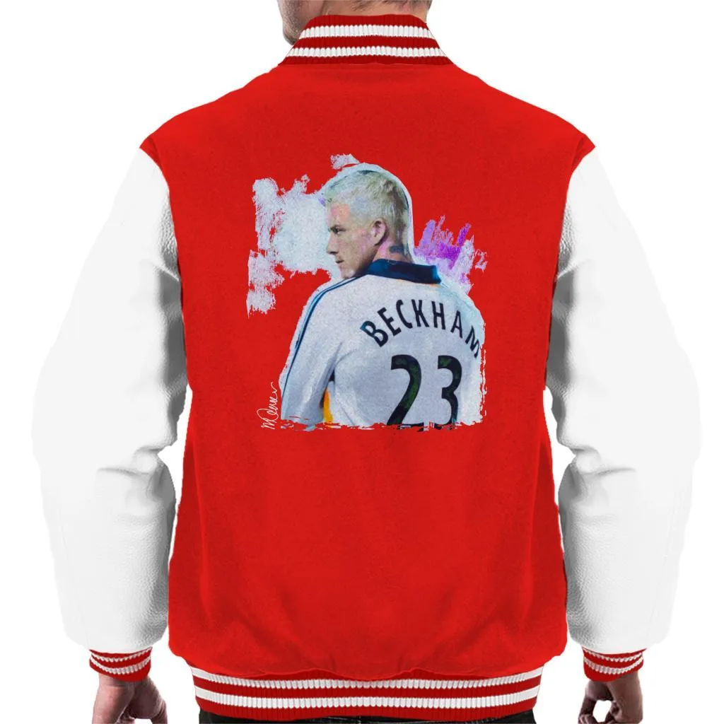Sidney Maurer Original Portrait Of David Beckham Real Madrid Kit Men's Varsity Jacket