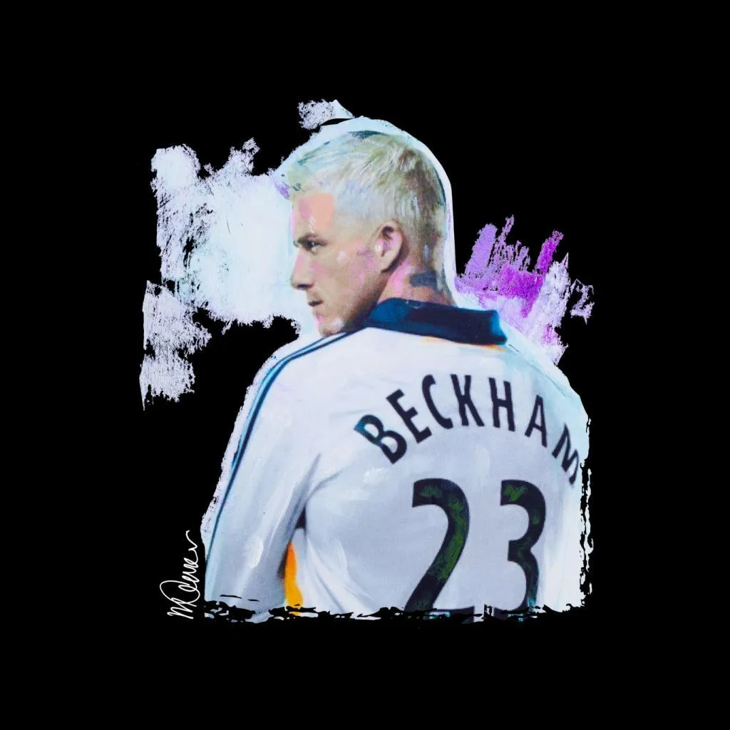 Sidney Maurer Original Portrait Of David Beckham Real Madrid Kit Men's Varsity Jacket