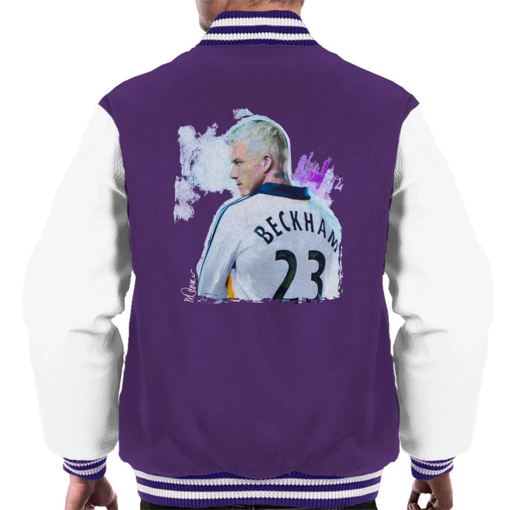 Sidney Maurer Original Portrait Of David Beckham Real Madrid Kit Men's Varsity Jacket