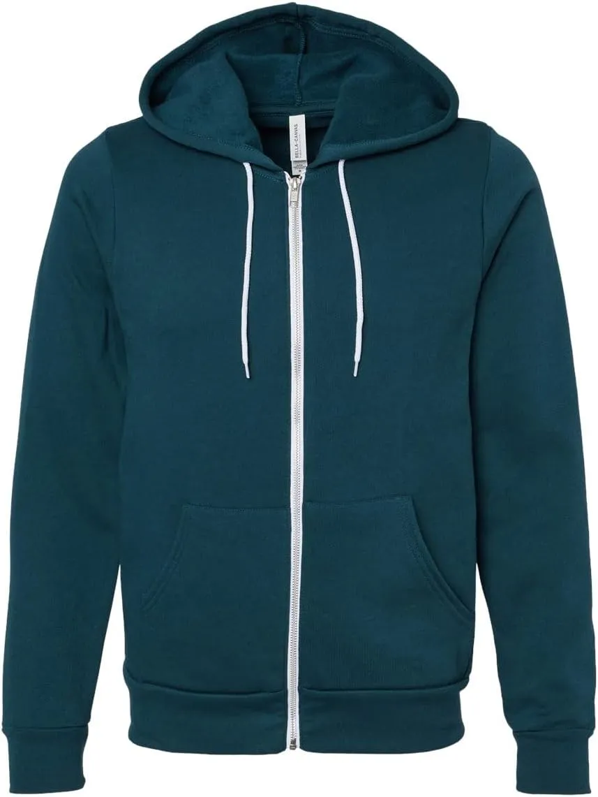 Unisex Poly-Cotton Fleece Full-Zip Hooded Sweatshirt - ATLANTIC - S