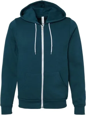 Unisex Poly-Cotton Fleece Full-Zip Hooded Sweatshirt - ATLANTIC - S