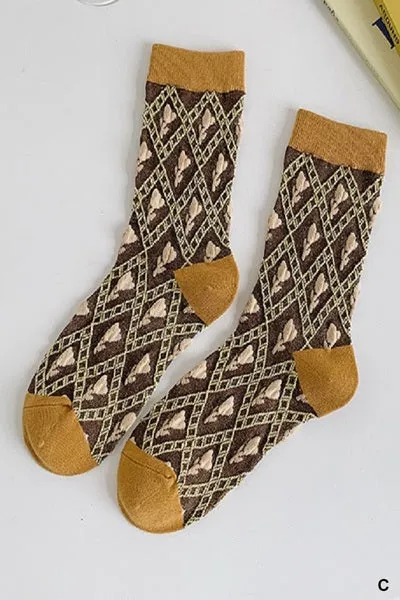 Vintage Style Floral Design Socks (5 Styles)