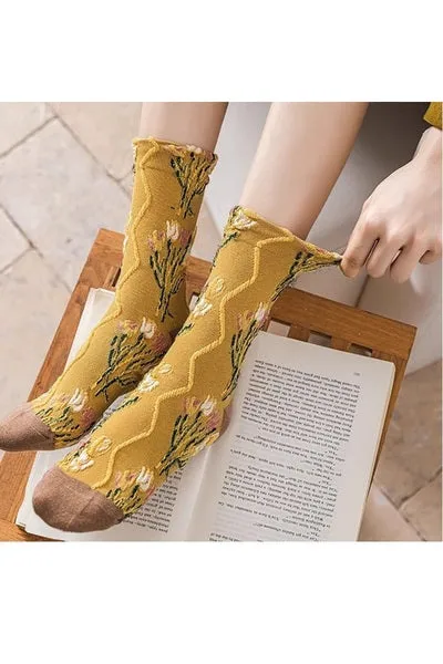 Vintage Style Floral Design Socks (5 Styles)
