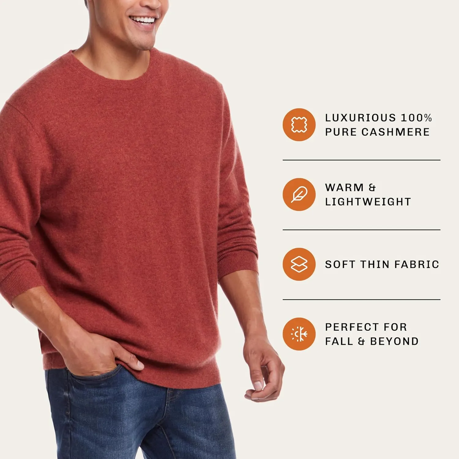 Weatherproof Vintage Men's 100% Cashmere Sweater  Ultra-Soft, Warm & Lightweight Pullover for All-Day Comfort (S-XXL)