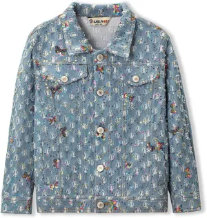 WELAKEN Unicorn Jean Jacket for Girls Kids & Toddler with Sparkly Sleeve, Girls' Spring Outfit Denim Jackets Outerwear