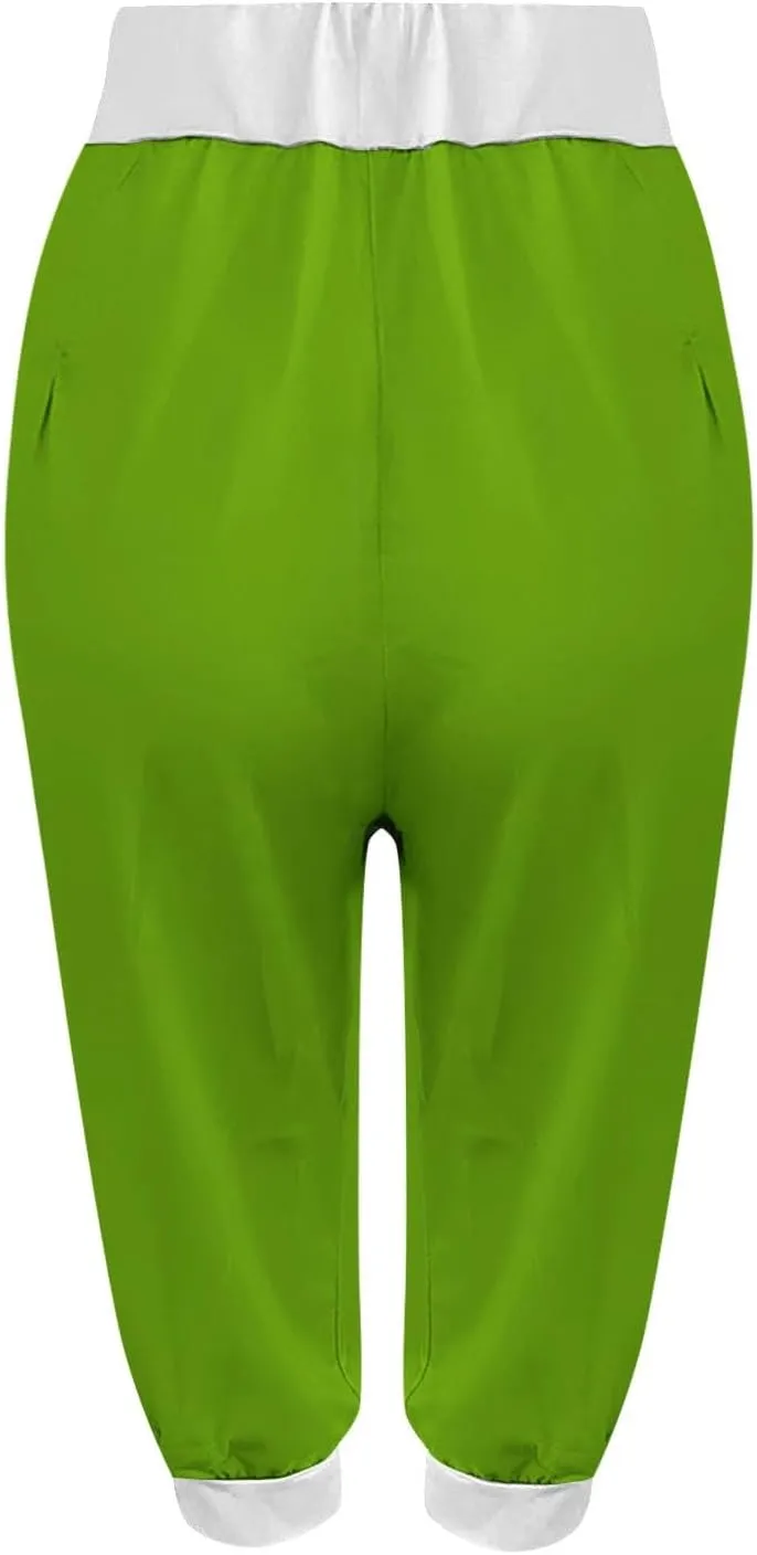 Women's Fashion Capri Pants Gym Workout Exercise Fitness Sweatpants Stretch Casual Fold-Over Hem Capri Sports Legging