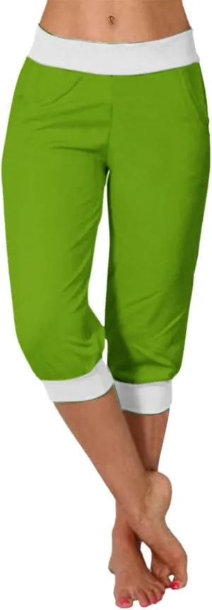 Women's Fashion Capri Pants Gym Workout Exercise Fitness Sweatpants Stretch Casual Fold-Over Hem Capri Sports Legging