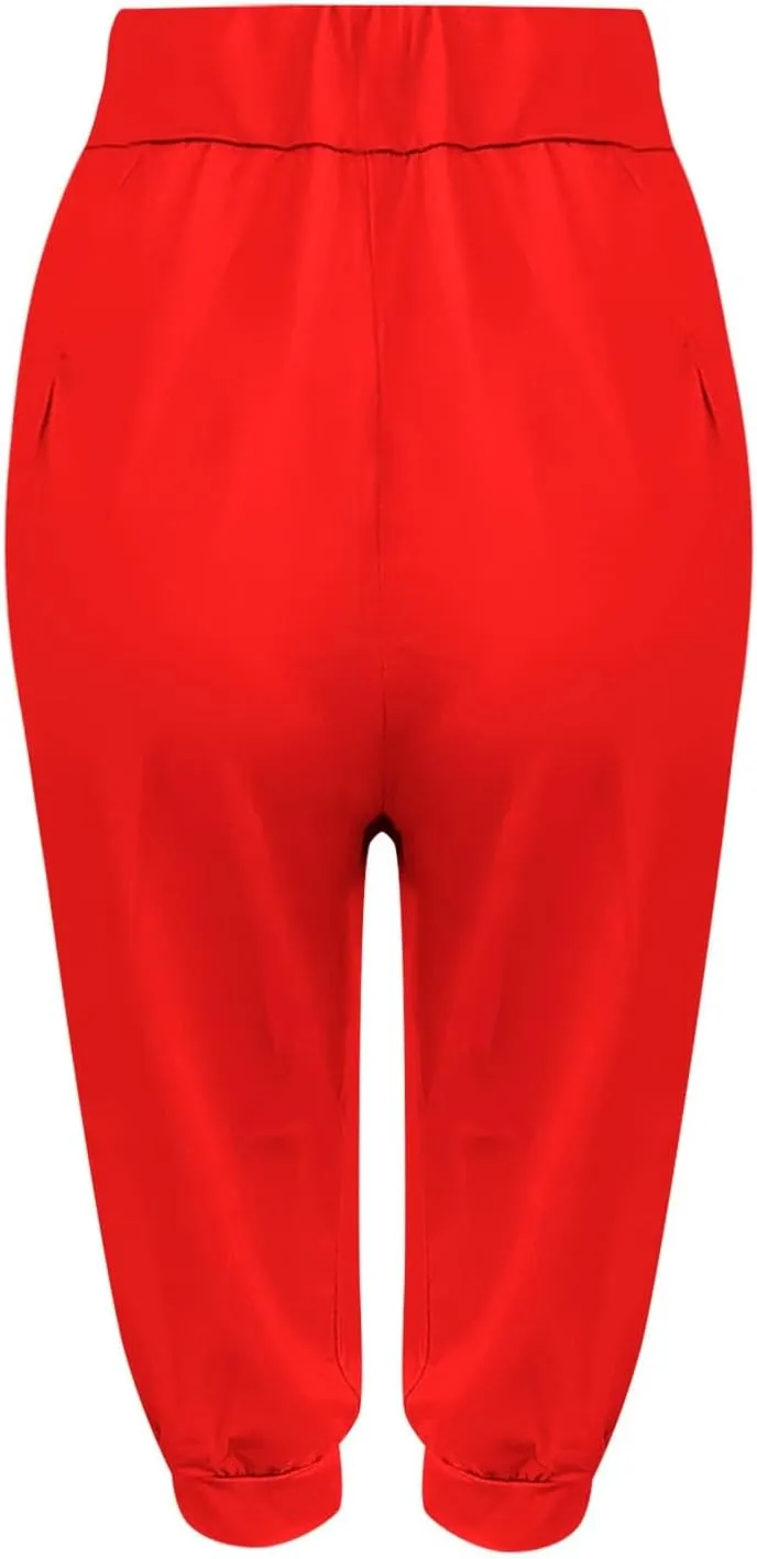Women's Fashion Capri Pants Gym Workout Exercise Fitness Sweatpants Stretch Casual Fold-Over Hem Capri Sports Legging